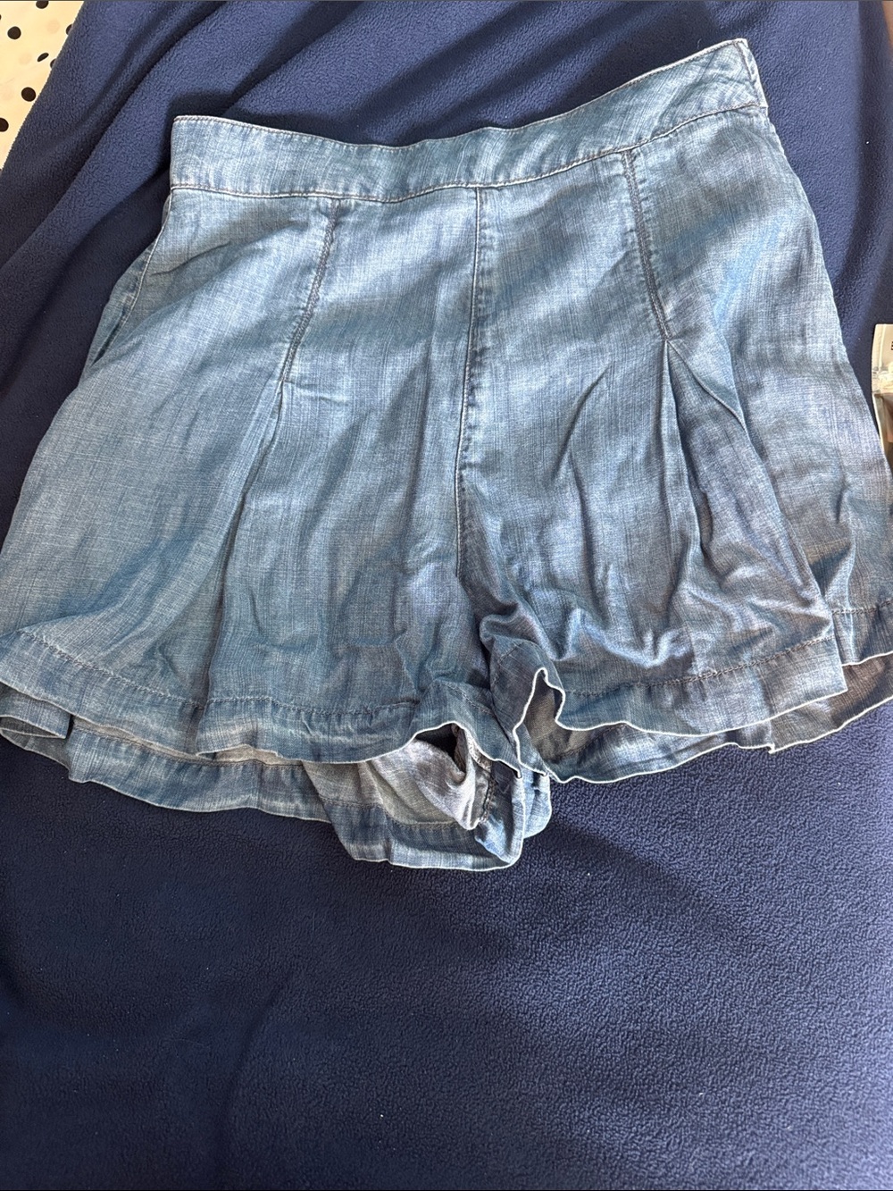 life in progress Light Blue Denim-Style Flared Shorts